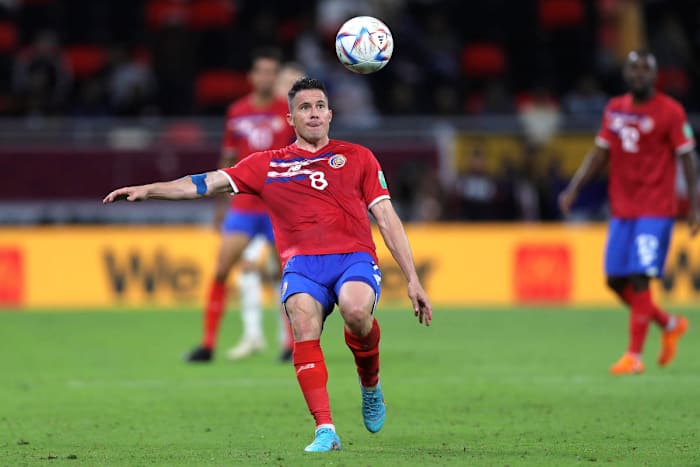 Bryan Oviedo in a World Cup Qualifier against New Zealand.